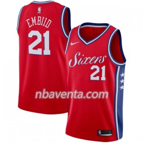 Camiseta Hombre Philadelphia 76ers Joel Embiid 21 Nike 2017-18 Rojo Swingman